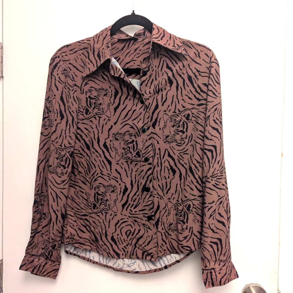 Straight to Hell button down tiger shirt size small